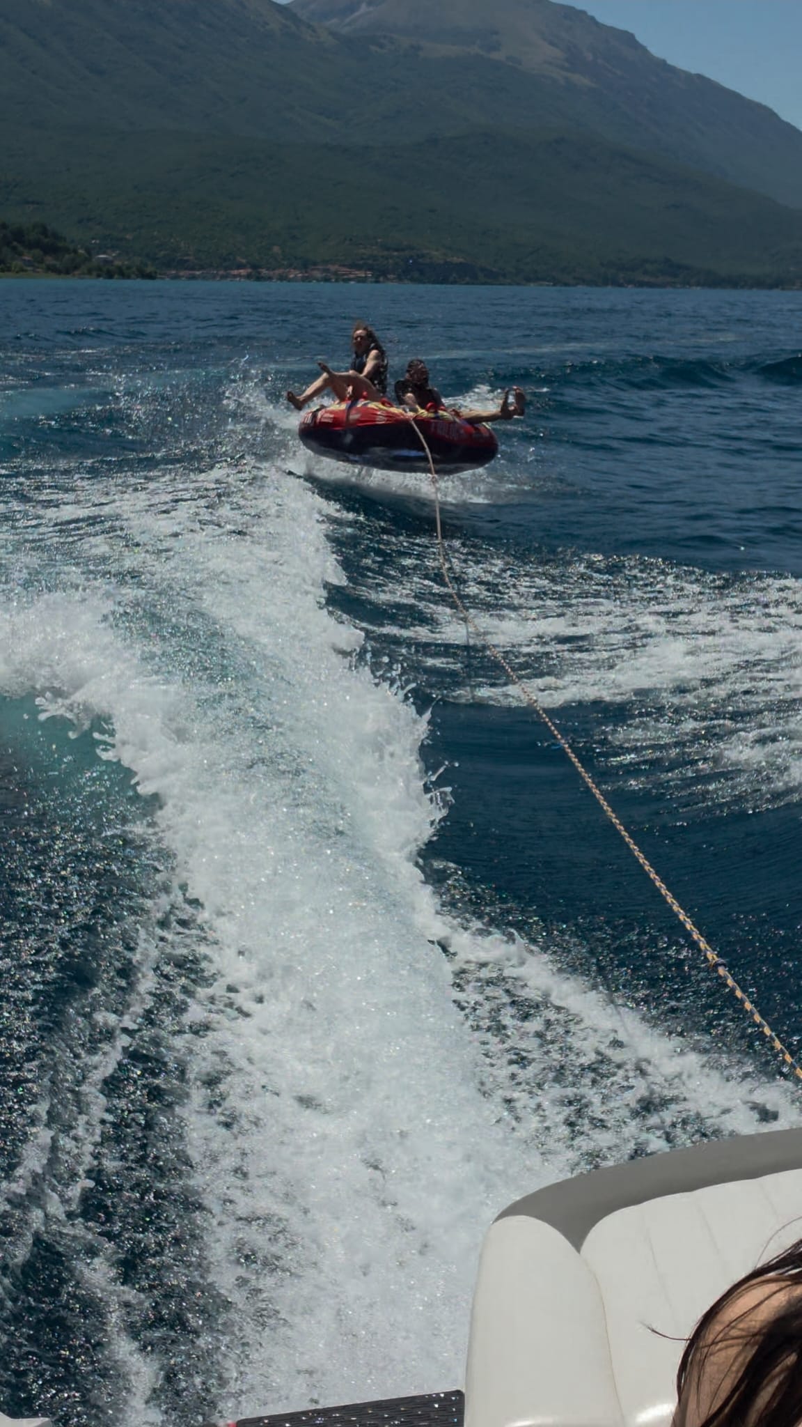 Tubing behind the boat