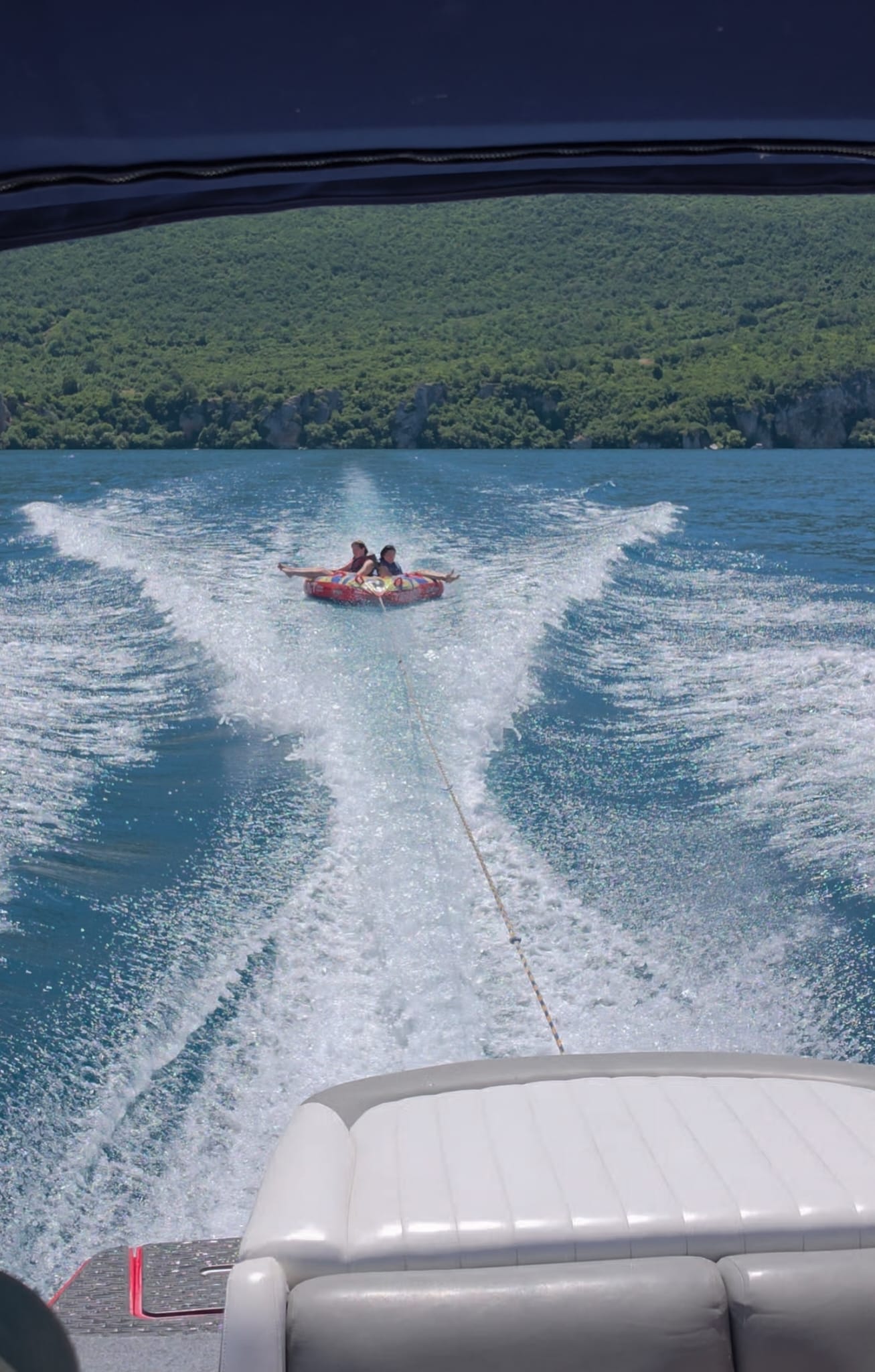 Tube adventure on the lake