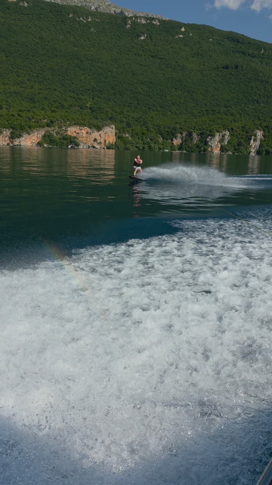 Wakeboarding behind the speedboat